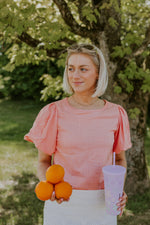 Hilda Linen Blouse - Coral
LA V STORE